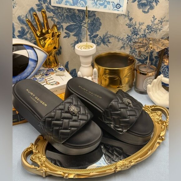 🆕 KURT GEIGER LONDON 🧿 NWOB Meena Eagle Platform Slides Sz EU 37 US 7 - Picture 5 of 16